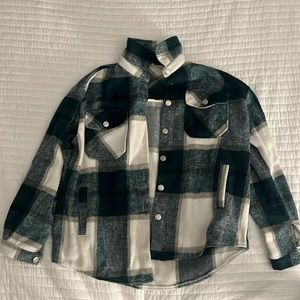 Womens Plaid Shacket Button Down Long Sleeve Shirt Coat